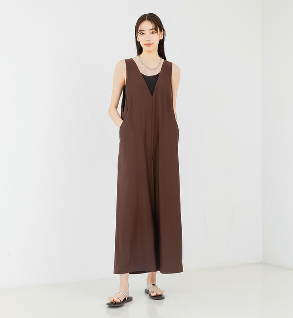 qualite「【接触冷感＆UV】クールトリコットオールインワン」|オールインワン|ブラウン