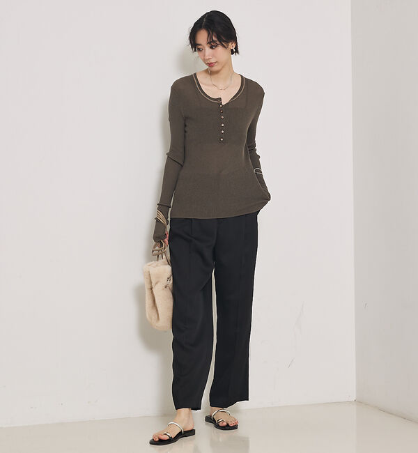 qualite「ヘンリーネックシアーリブニット」|Tシャツ・カットソー|