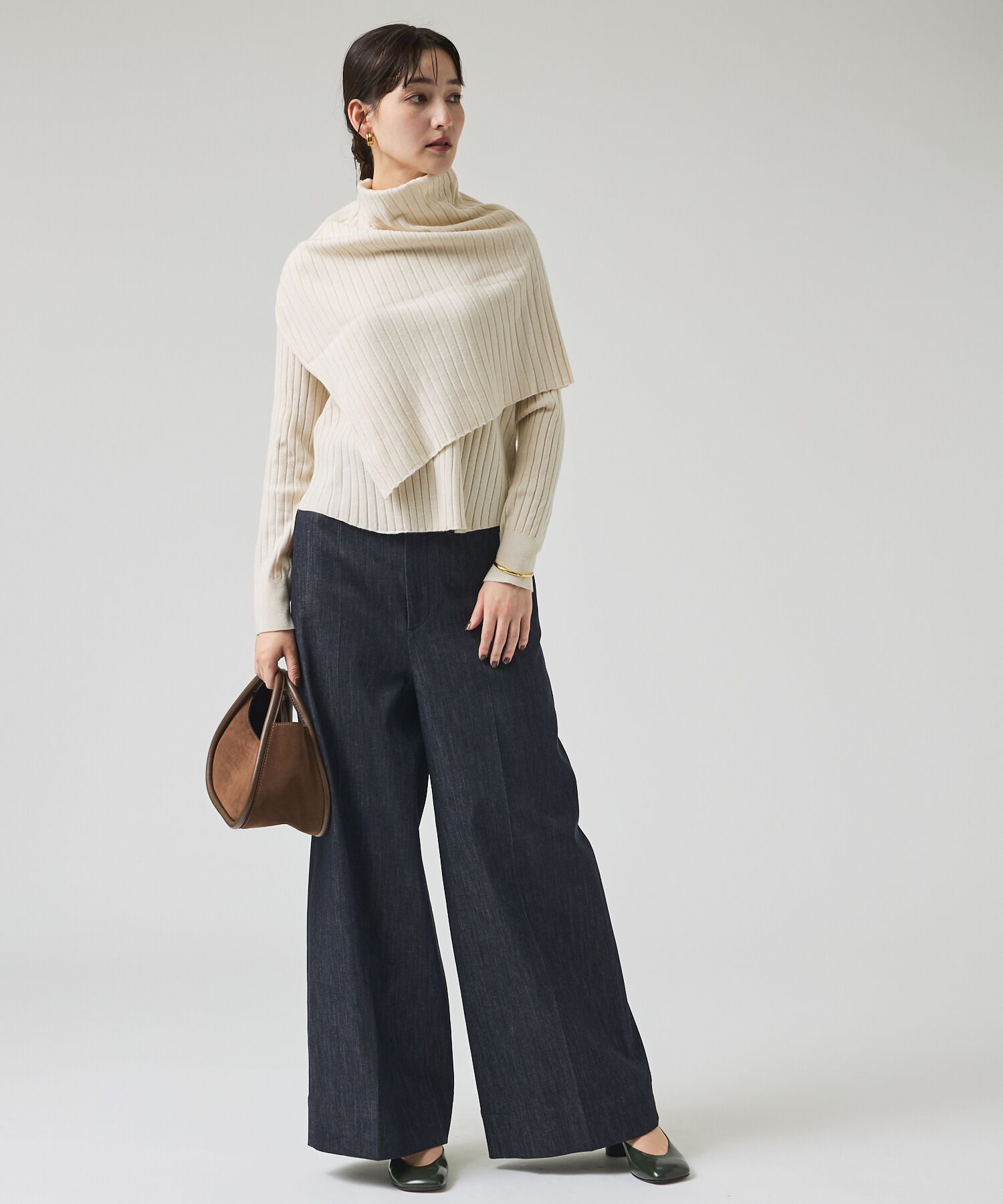 qualite「ラスト在庫入荷！今ある在庫のみ！【新色追加！25AW】アシメスヌードリブニット/」|ニット・セーター|