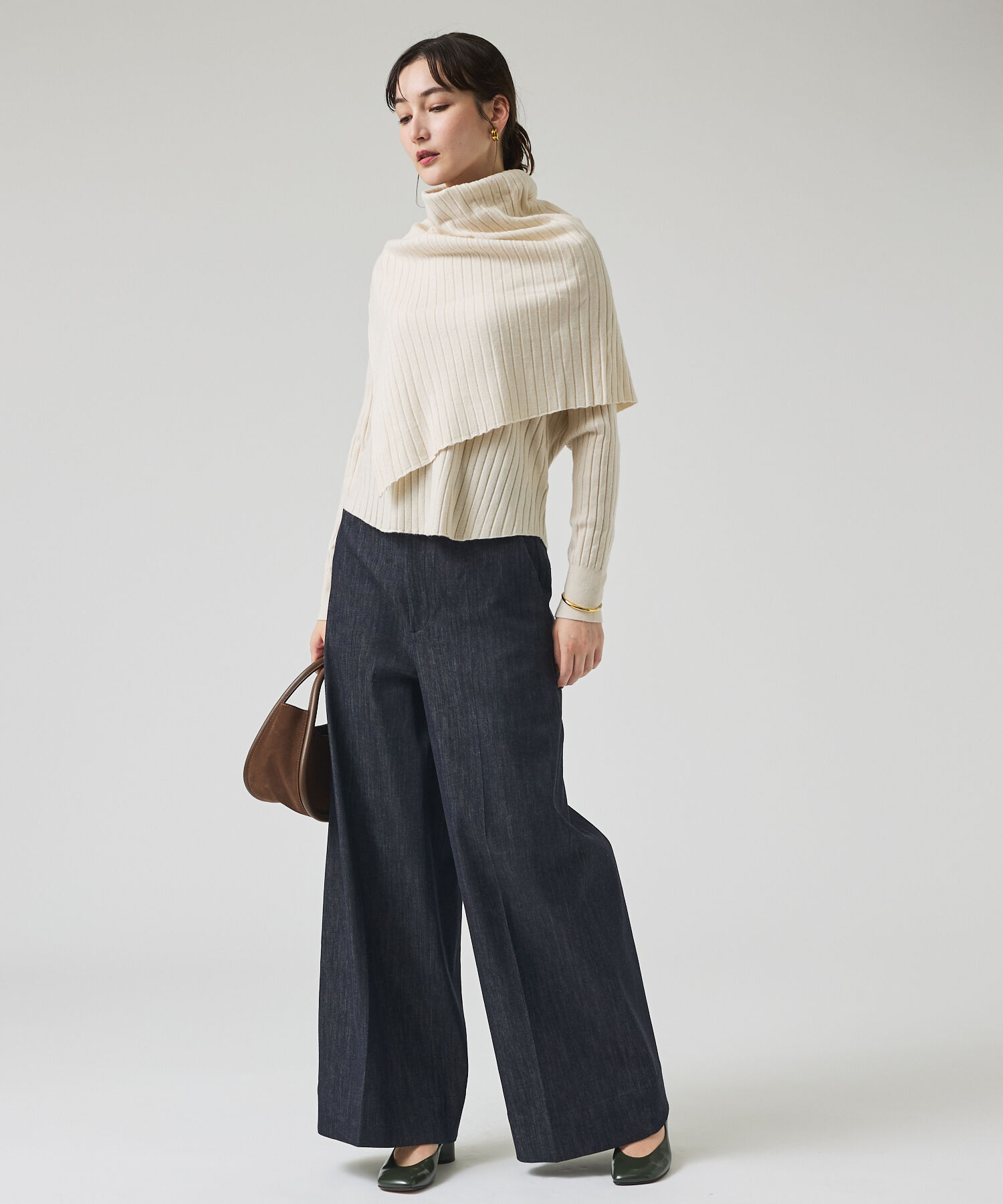 qualite「ラスト在庫入荷！今ある在庫のみ！【新色追加！25AW】アシメスヌードリブニット/」|ニット・セーター|