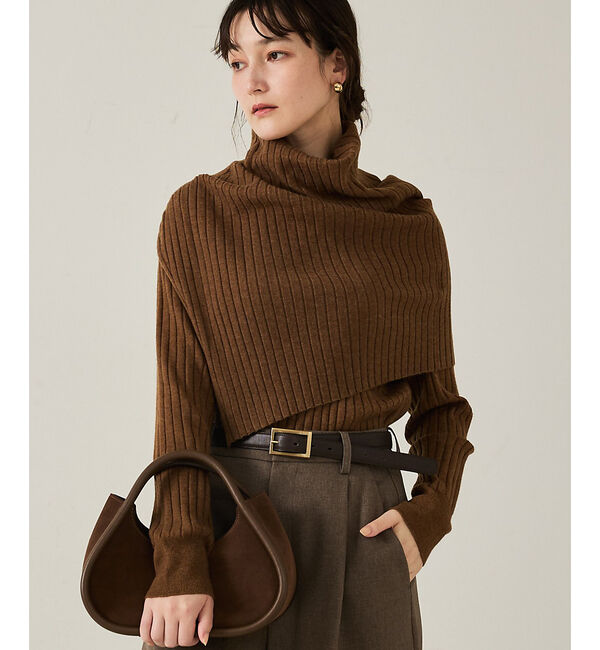 qualite「ラスト在庫入荷！今ある在庫のみ！【新色追加！25AW】アシメスヌードリブニット/」|ニット・セーター|アンバー