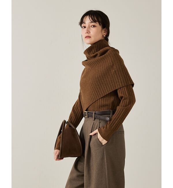 qualite「ラスト在庫入荷！今ある在庫のみ！【新色追加！25AW】アシメスヌードリブニット/」|ニット・セーター|