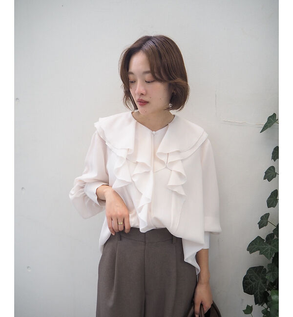 qualite「ラッフルショールブラウス」|シャツ・ブラウス|