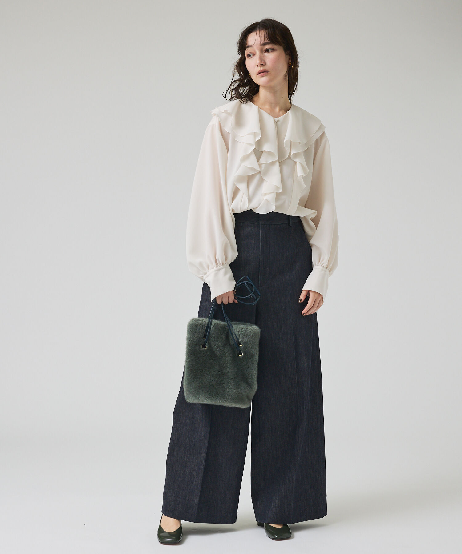 qualite「ラッフルショールブラウス」|シャツ・ブラウス|