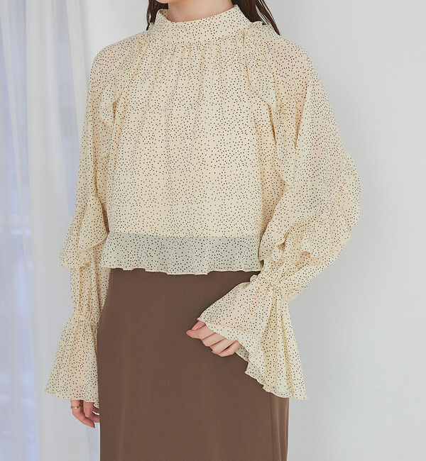 SELFIST「フリルスリーブハイネックブラウス」|シャツ・ブラウス|