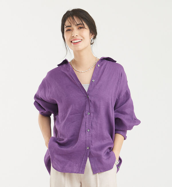abahouse mavie「リネン2wayカシュクールオーバーシャツ」|シャツ・ブラウス|