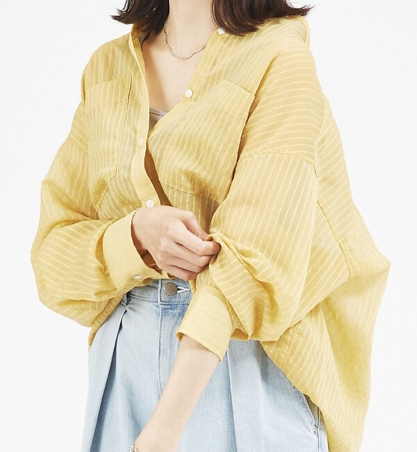 abahouse mavie「シアーオーバーシャツ」|シャツ・ブラウス|イエロー