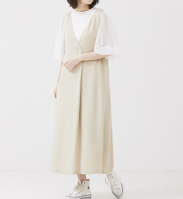 abahouse mavie「メッシュボリューム5分袖コンビプルオーバー」|Tシャツ・カットソー|