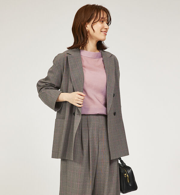 abahouse mavie「【セットアップ対応】グレンチェック＆ネイビー無地ジャケット」|テーラードジャケット|