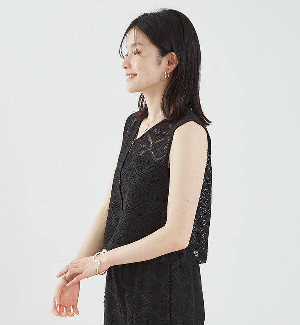 abahouse mavie「レース2WAYジレブラウス」|シャツ・ブラウス|