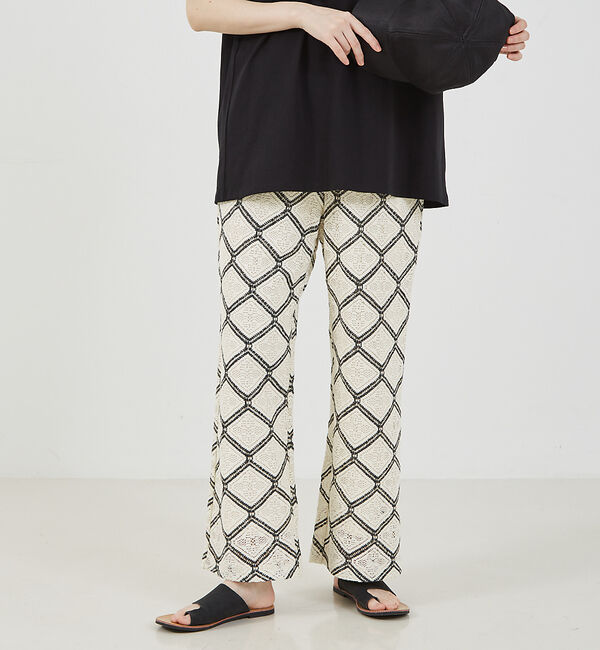 abahouse mavie「レースイージーストレートパンツ」|その他|オフホワイト