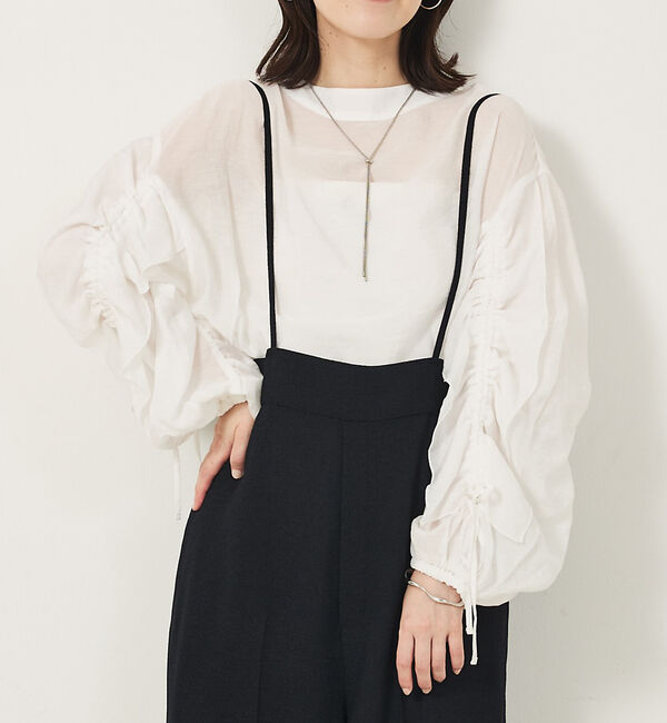 abahouse mavie「フリルギャザーシアーブラウス」|シャツ・ブラウス|ホワイト