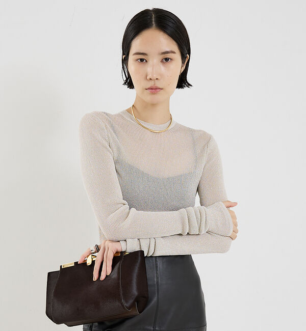 The Store by C' 「【COCUCA】ラメリブニット」|ニット・セーター|シャンパンゴールド