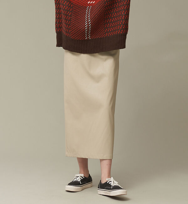 NOMINE「ペンシルフェイクレザースカート」|スカート|ホワイト系その他1