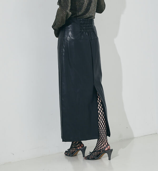 NOMINE「ペンシルフェイクレザースカート」|スカート|ブラック系その他1