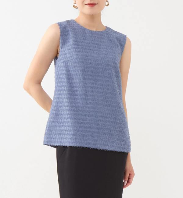 TIARA「チドリジャカードノースリーブトップス」|シャツ・ブラウス|ブルー