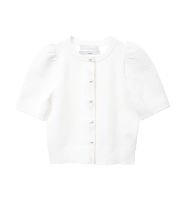 TIARA「《別注》【MARILYN MOON/マリリンムーン】パールボタン半袖カーディガン」|カーディガン|ホワイト