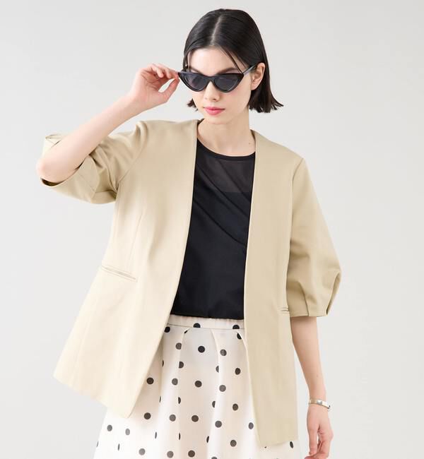 TIARA「パフスリーブジャケット」|ノーカラージャケット|