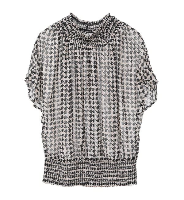 TIARA「サマークラシック千鳥プリントシャーリングブラウス（セットアップ可）」|シャツ・ブラウス|