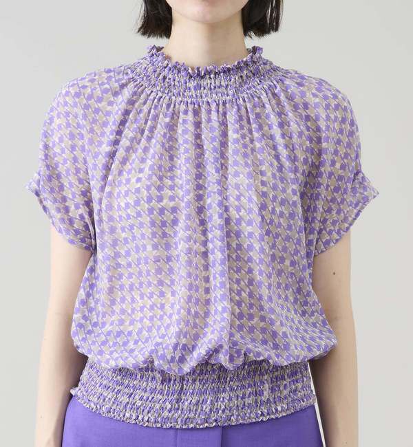 TIARA「サマークラシック千鳥プリントシャーリングブラウス（セットアップ可）」|シャツ・ブラウス|