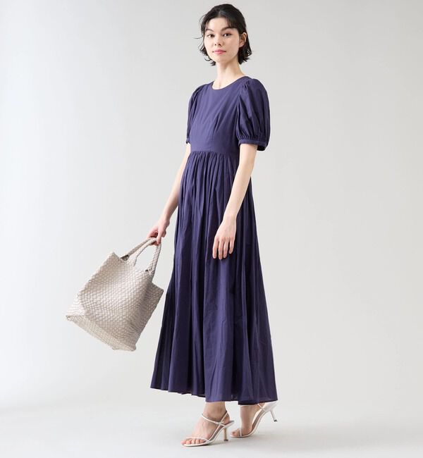 TIARA「【MARIHA/マリハ】夏のレディのパフスリーブドレス」|ワンピース|ネイビー