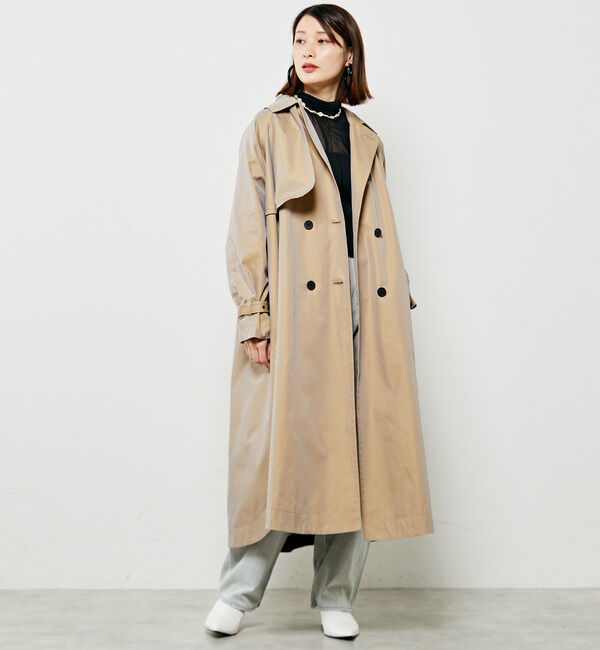 Soffitto「シャンブレーポンチョトレンチコート」|トレンチコート|ベージュ