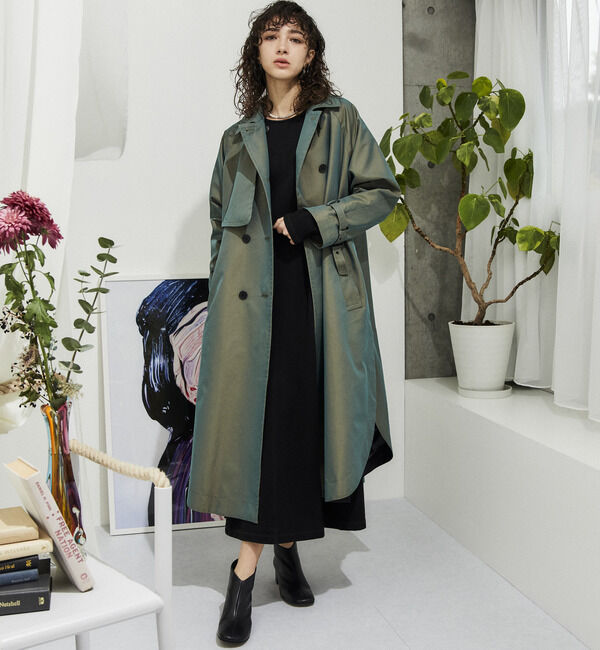 Soffitto「シャンブレーポンチョトレンチコート」|トレンチコート|カーキ