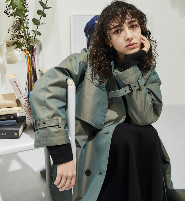 Soffitto「シャンブレーポンチョトレンチコート」|トレンチコート|