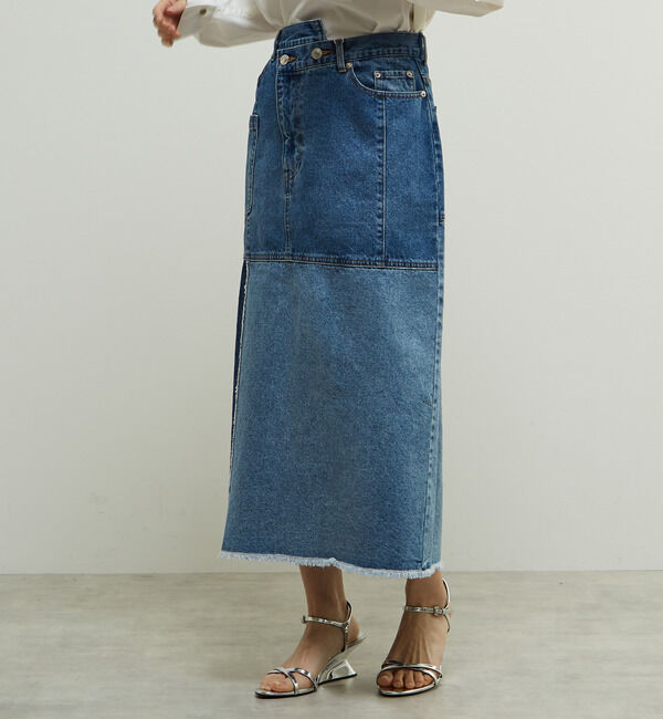 Soffitto「濃淡カラーミディー丈デニムスカート」|スカート|