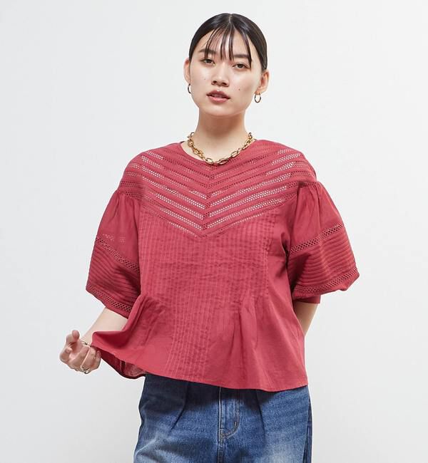 Soffitto「インド綿ピンタックブラウス」|シャツ・ブラウス|チェリーピンク