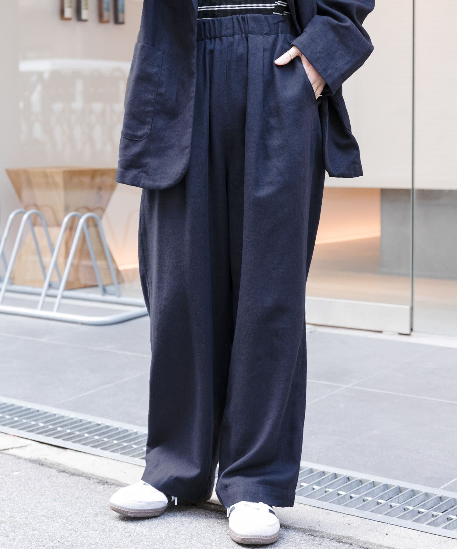 URBAN RESEARCH DOORS「FORK&SPOON　ヘンプ混イージーパンツ」|その他|ネイビー