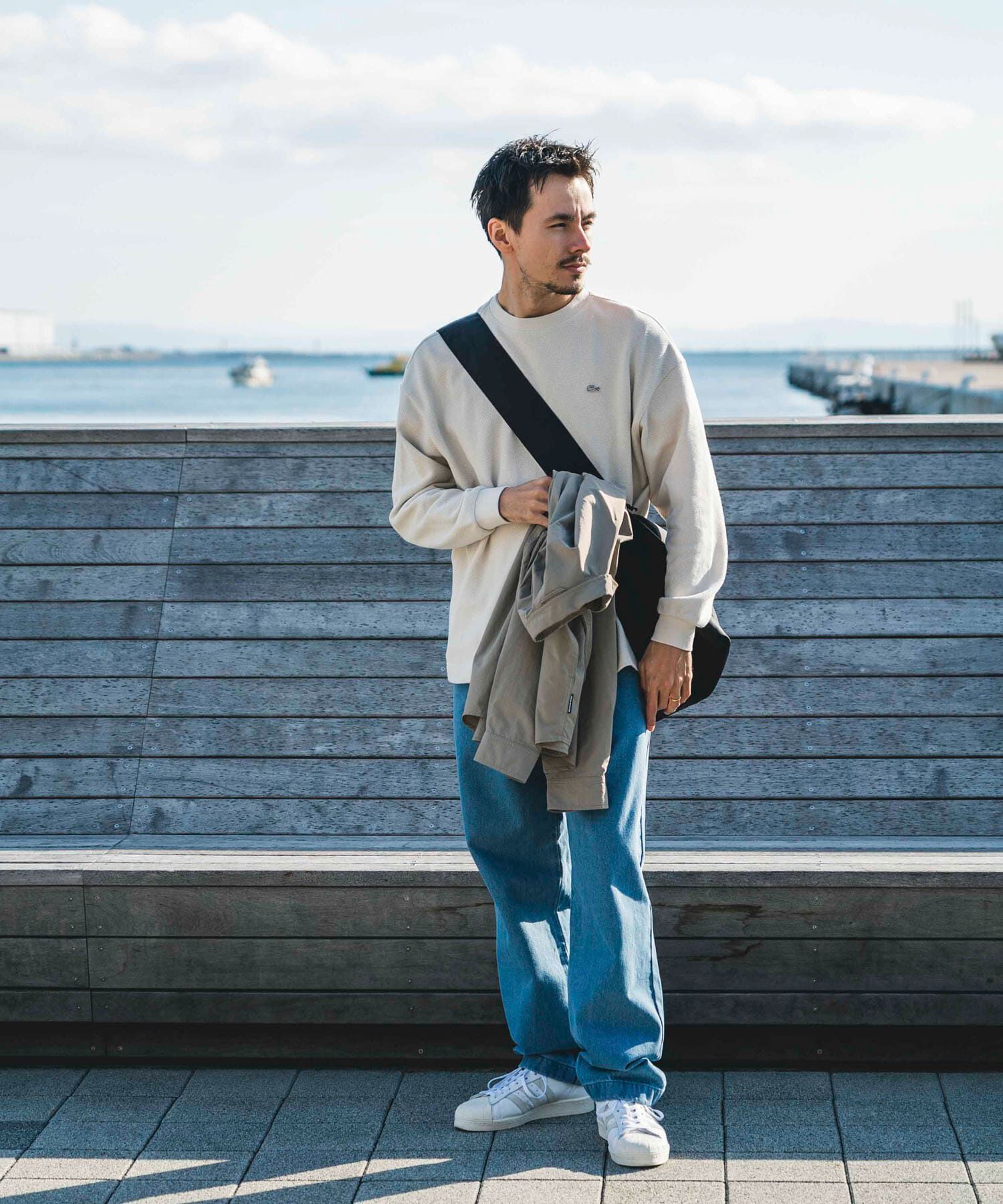 URBAN RESEARCH DOORS「『別注』LACOSTE&times;DOORS　thick pique crew long-sleeve」|Tシャツ・カットソー|