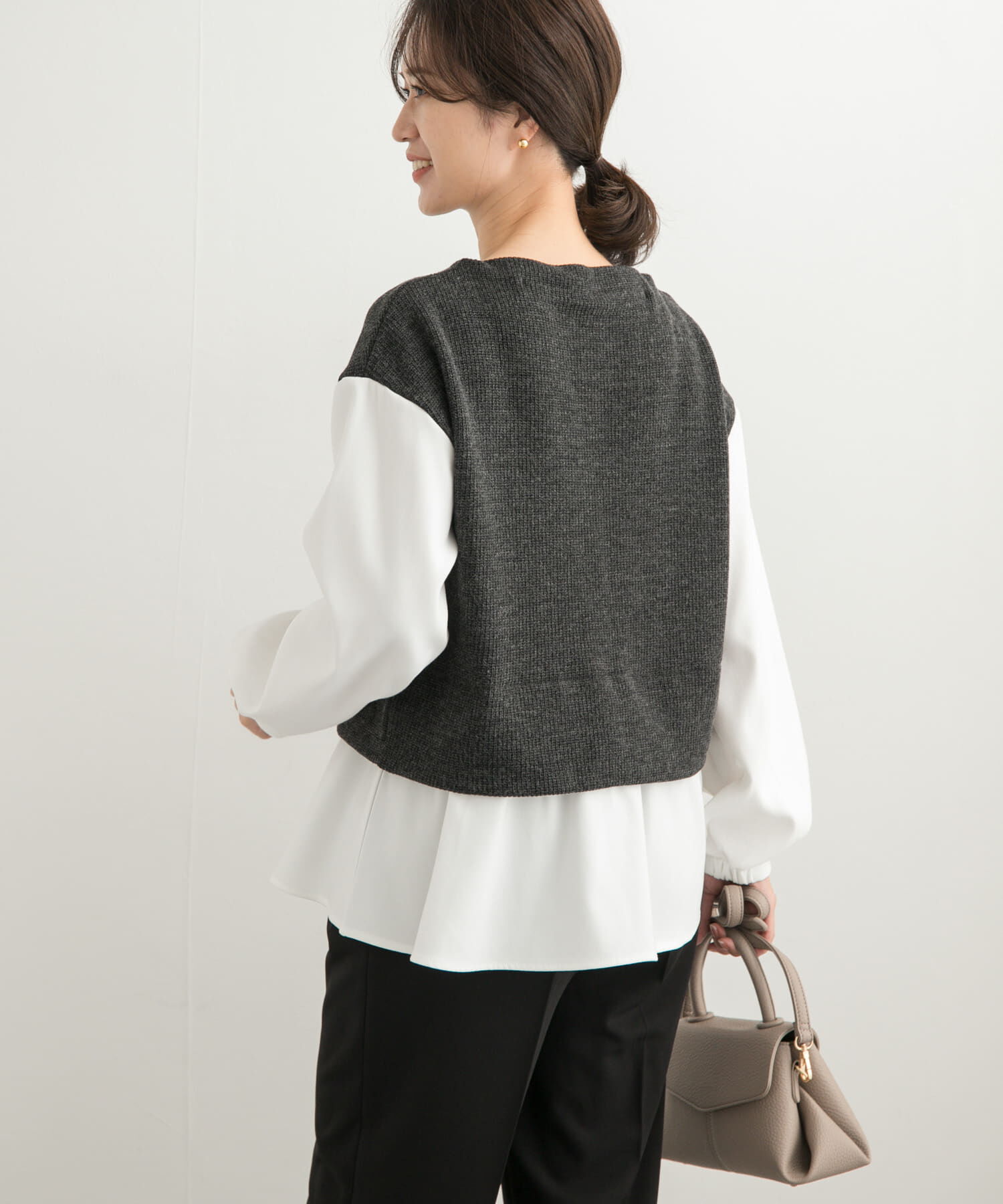 URBAN RESEARCH DOORS「異素材ペプラムプルオーバー」|Tシャツ・カットソー|