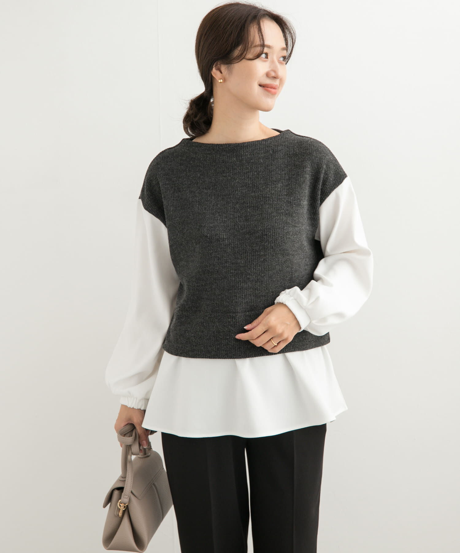 URBAN RESEARCH DOORS「異素材ペプラムプルオーバー」|Tシャツ・カットソー|