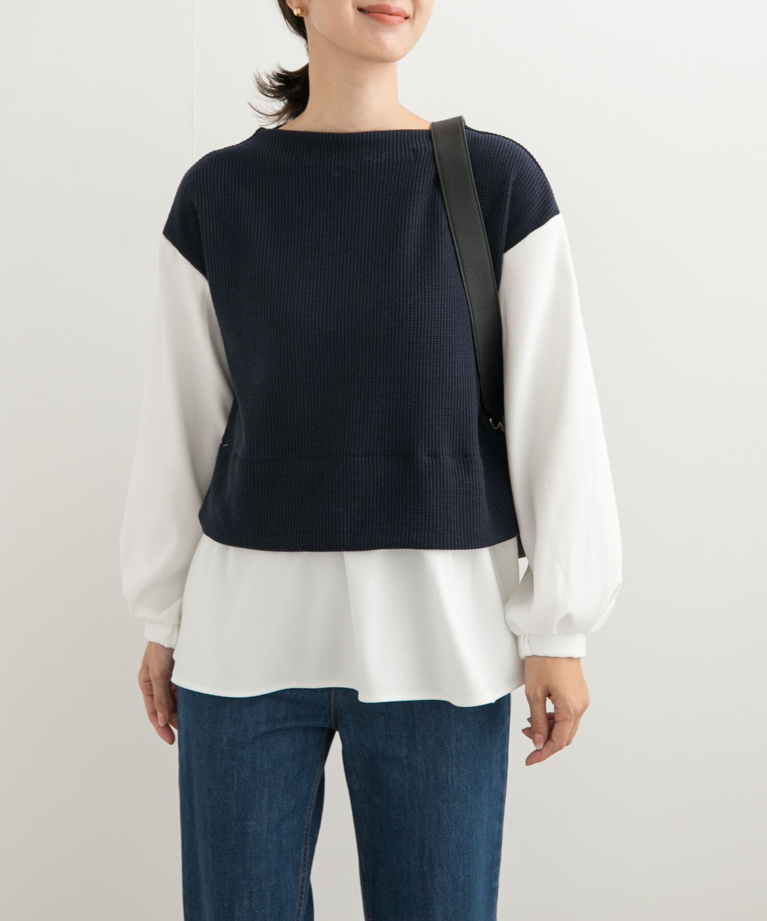 URBAN RESEARCH DOORS「異素材ペプラムプルオーバー」|Tシャツ・カットソー|