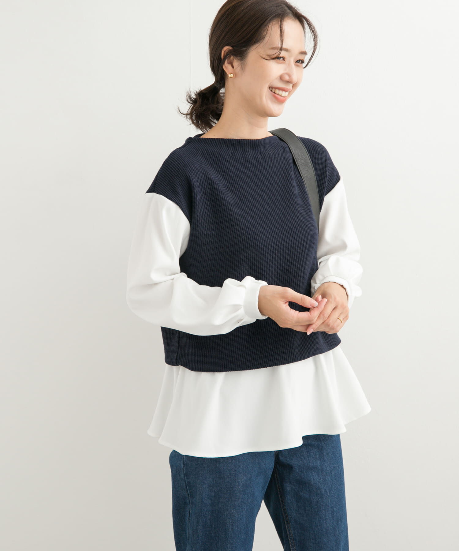 URBAN RESEARCH DOORS「異素材ペプラムプルオーバー」|Tシャツ・カットソー|