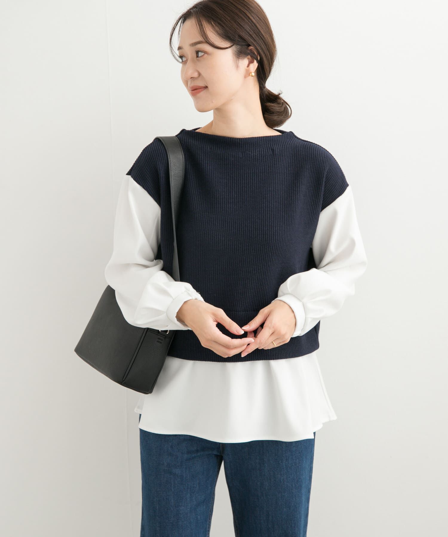 URBAN RESEARCH DOORS「異素材ペプラムプルオーバー」|Tシャツ・カットソー|