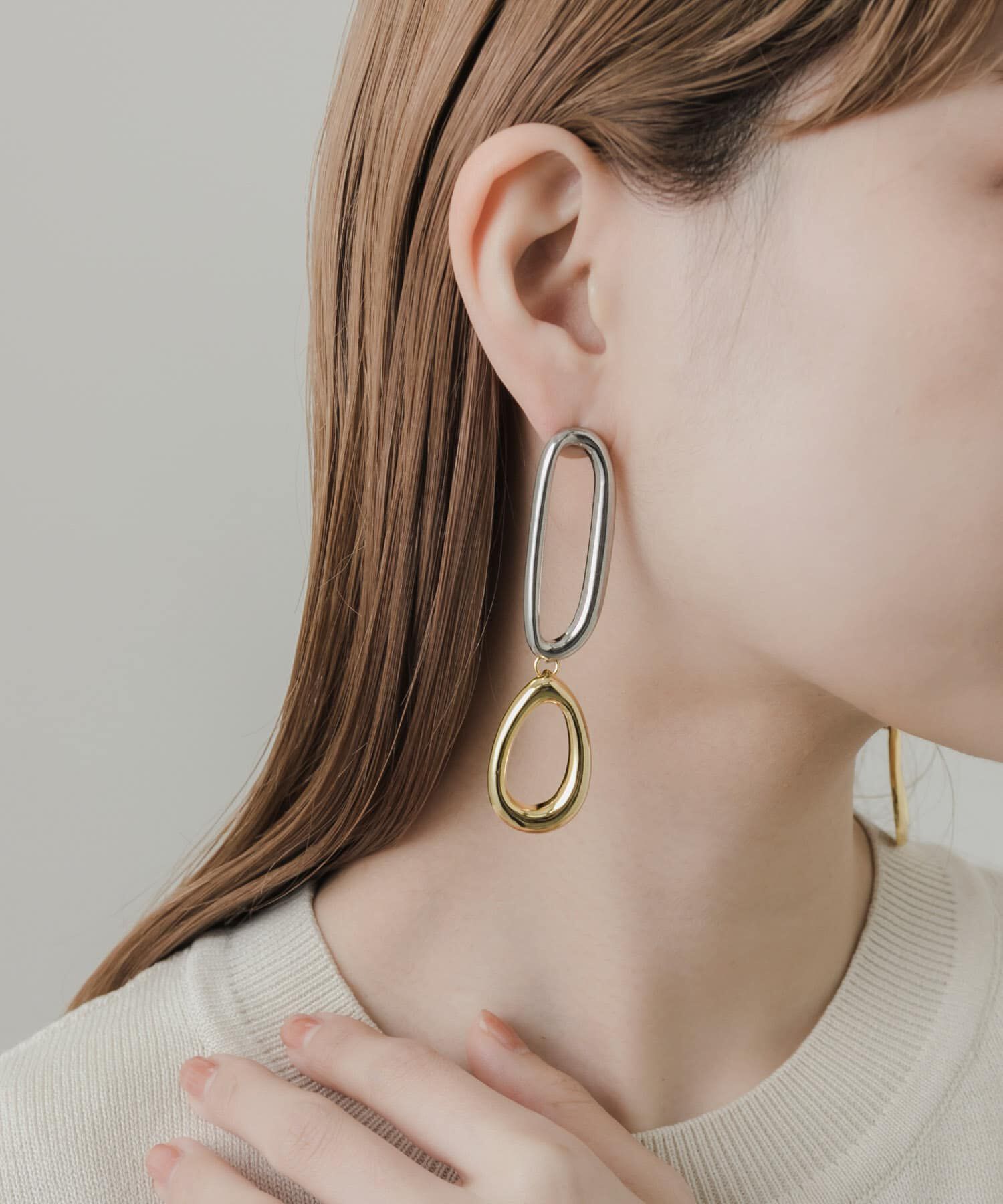 SMELLY「コンビメタルオーバルピアス」|ピアス|