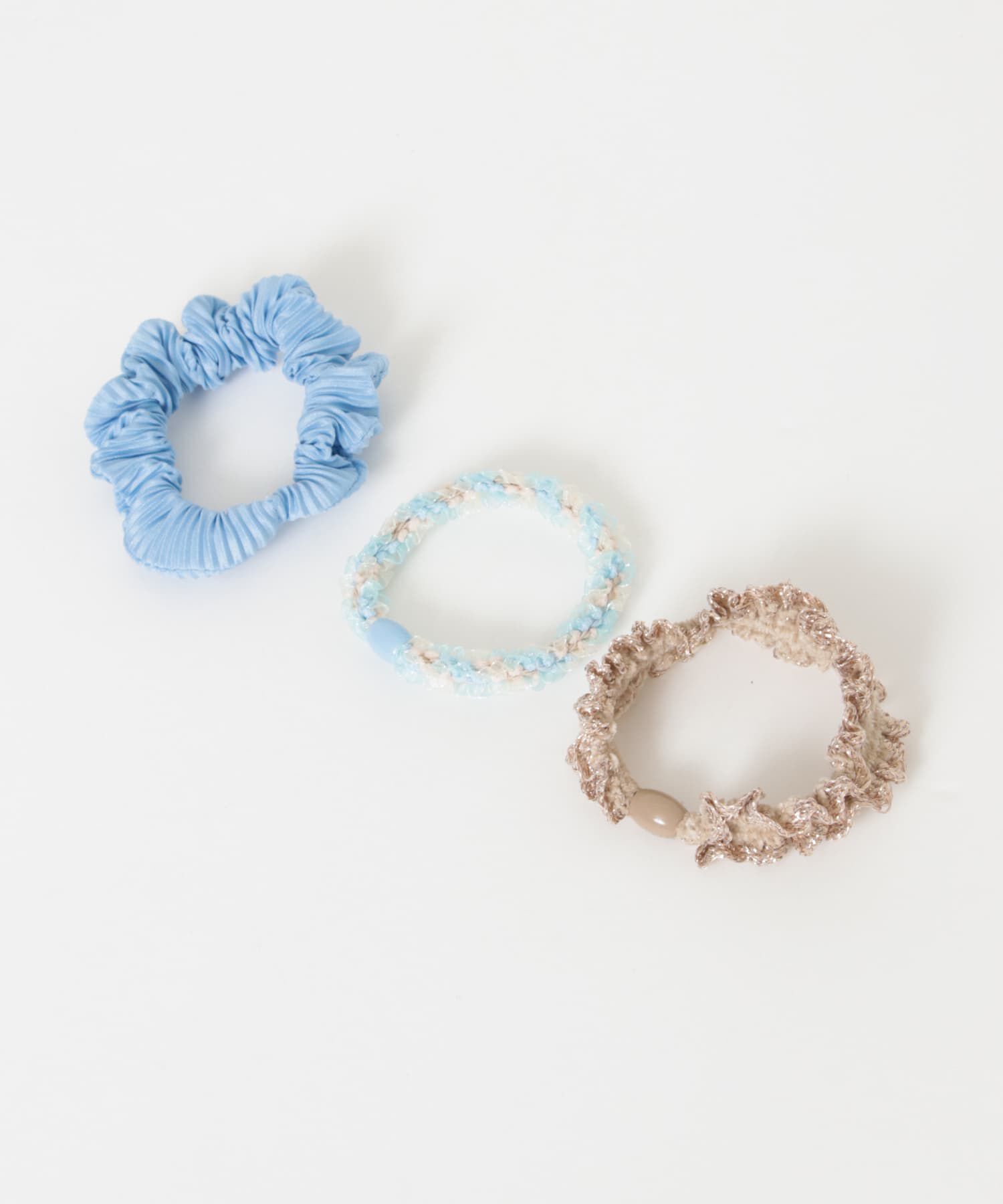 SMELLY「プリーツセットゴム」|ヘアゴム・シュシュ|ブルー