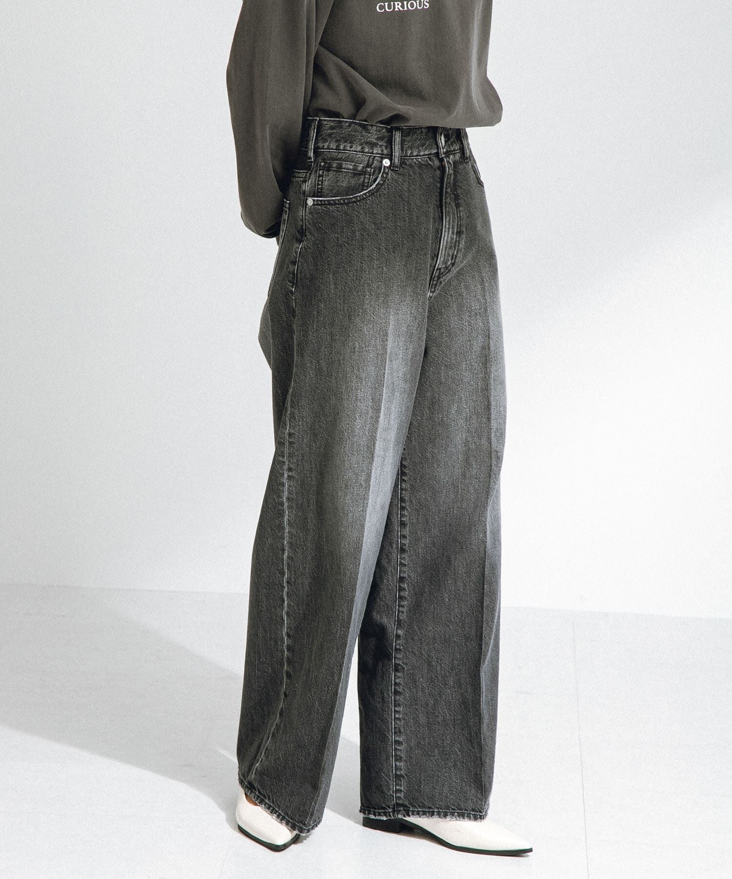 Sonny Label 「『34サイズ/低身長向けも展開』センタープレスストレートデニム」|デニム|ブラック