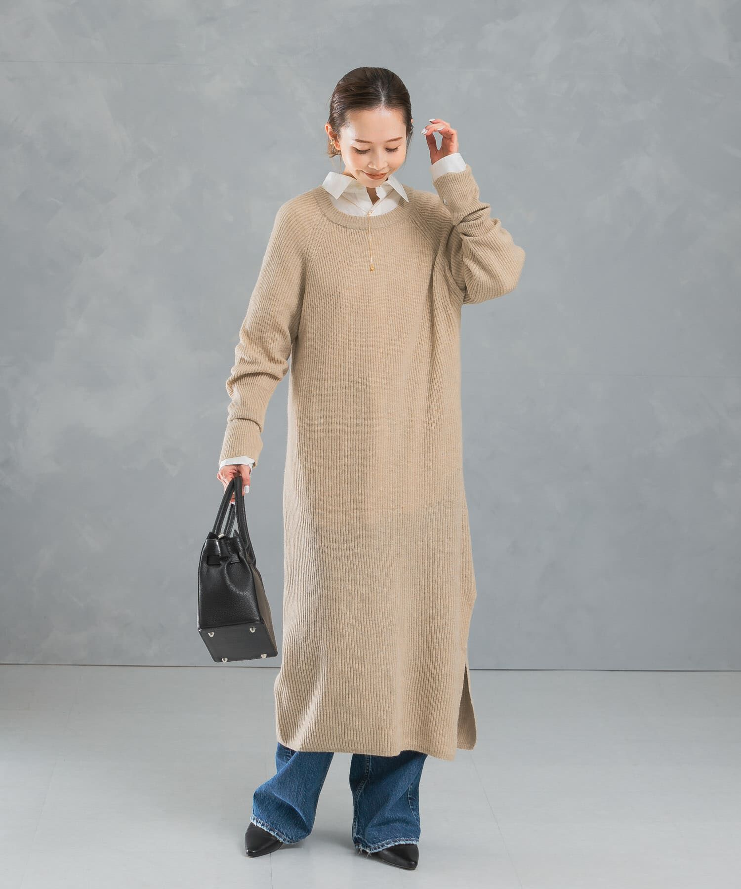 URBAN RESEARCH ROSSO「ヤク混サイドスリット畦ニットワンピース」|ワンピース|