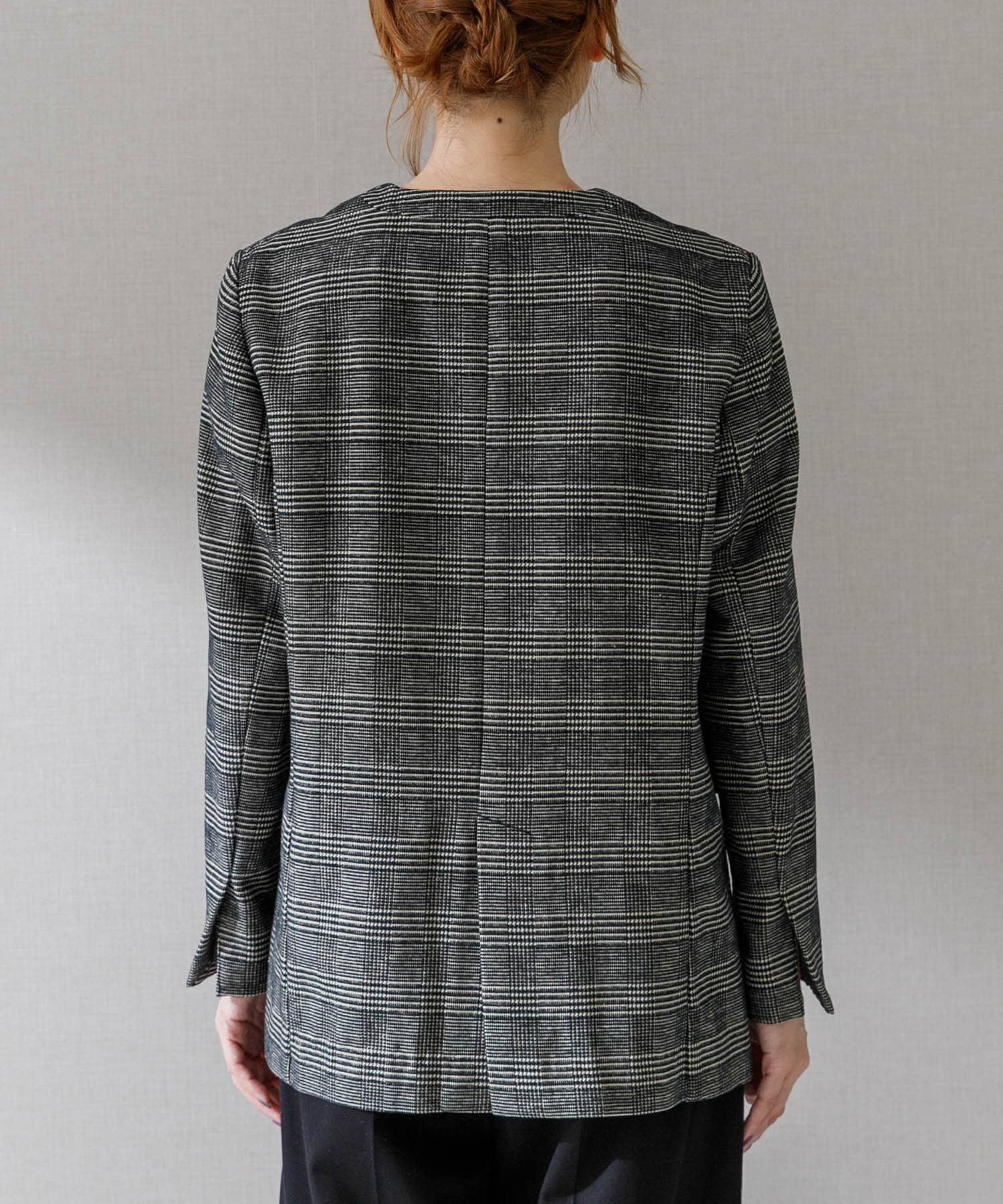 URBAN RESEARCH ROSSO「モールチェックノーカラーオーバージャケット」|ノーカラージャケット|