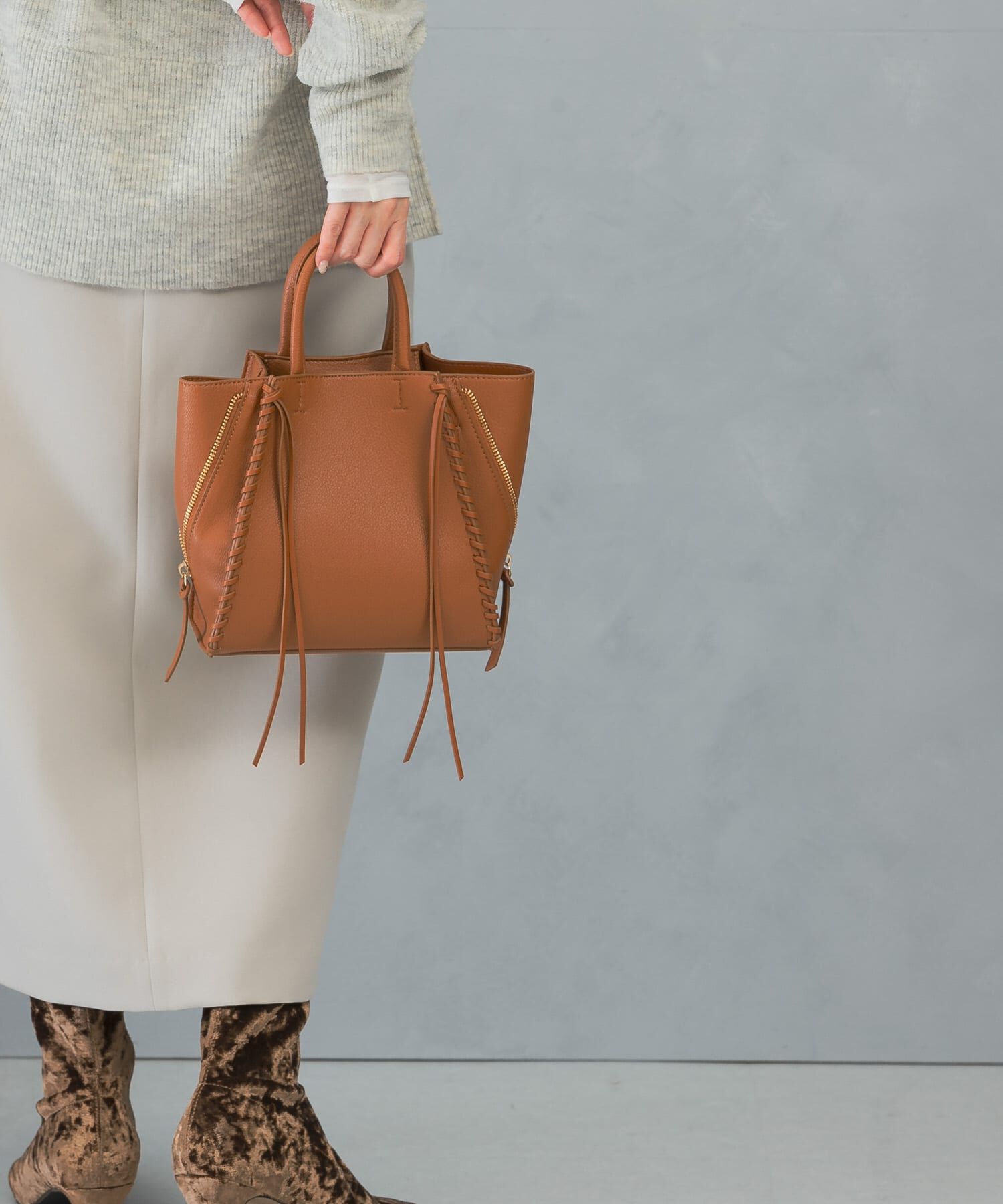 URBAN RESEARCH ROSSO「サイドジップミニトート」|ショルダー・メッセンジャー|ブラウン