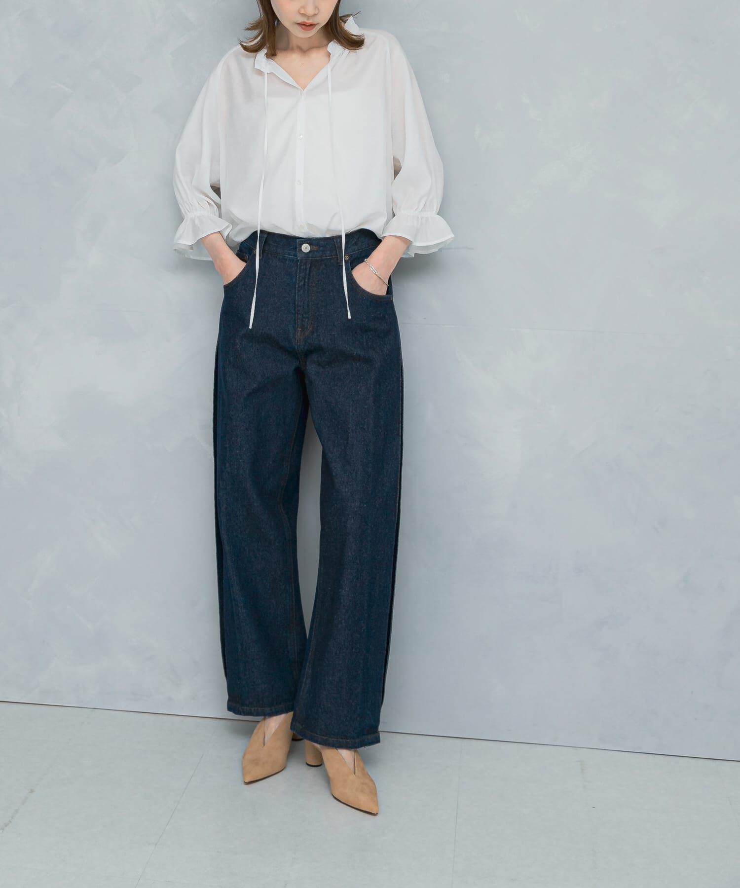 URBAN RESEARCH ROSSO「YENN　SIDE PLEATED DENIM」|デニム|