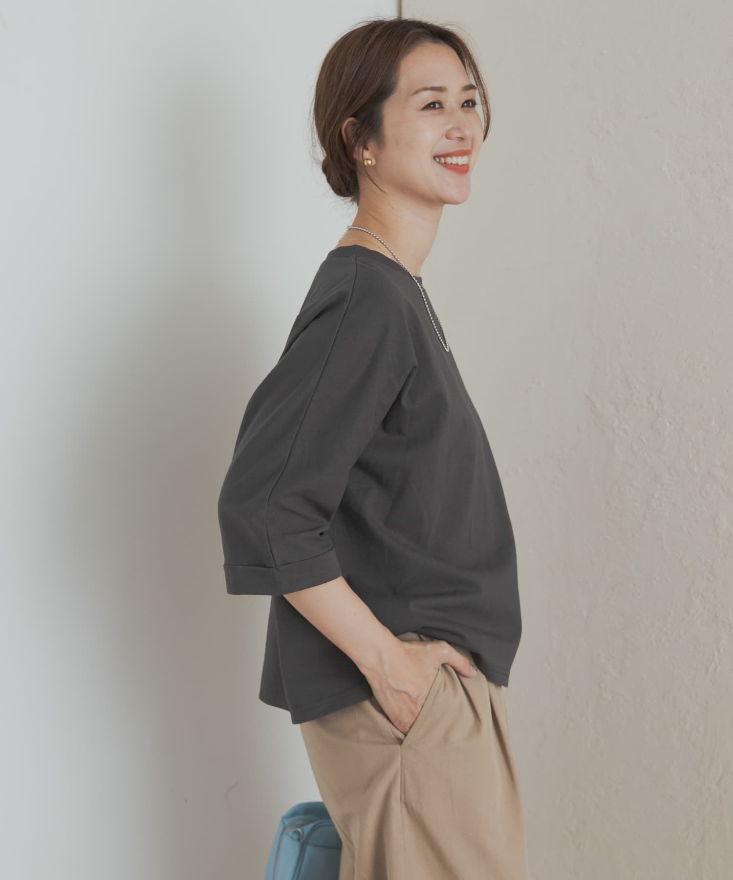 URBAN RESEARCH DOORS「『UR TECH』ドルマンロールスリーブTシャツ」|Tシャツ・カットソー|