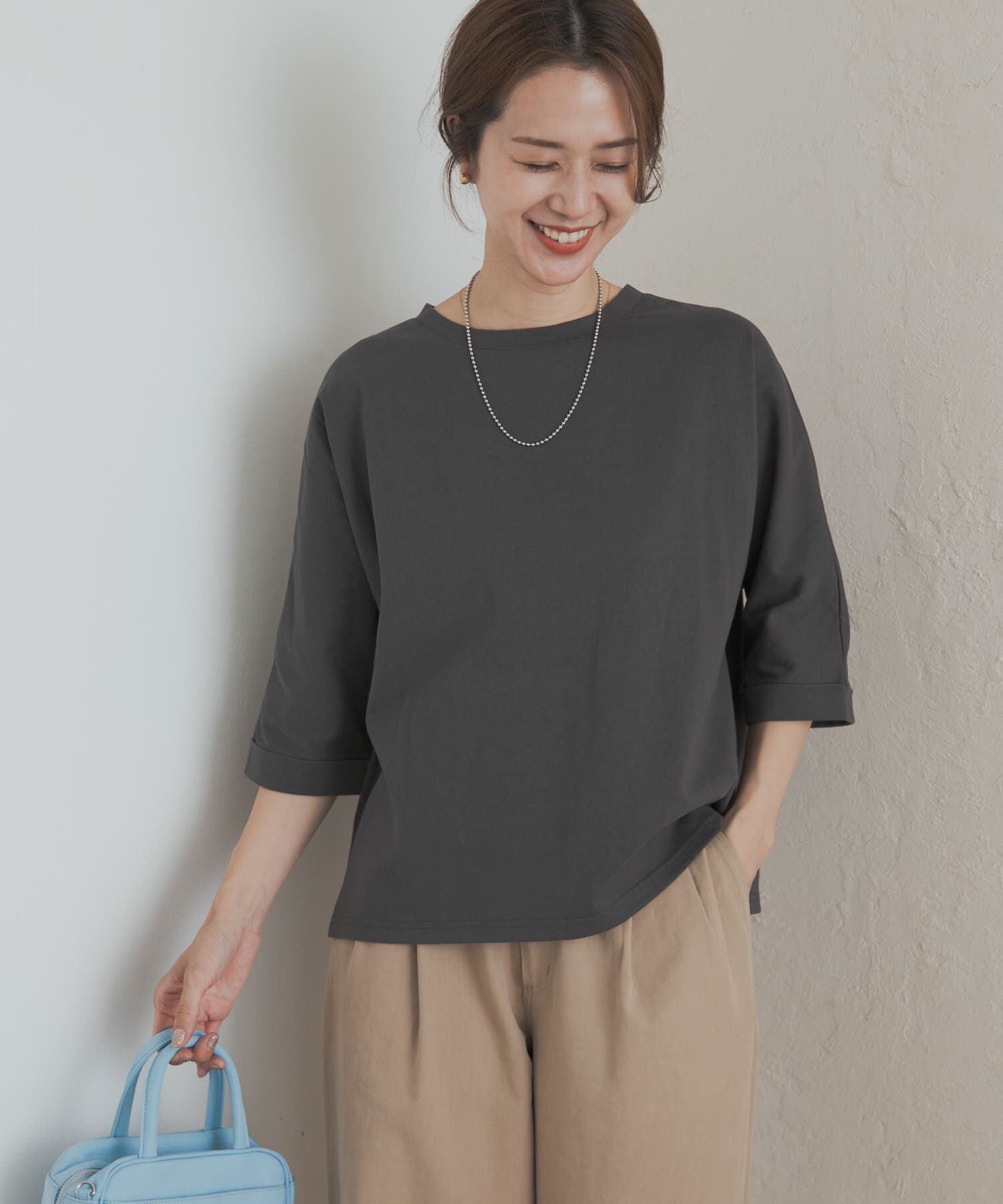 URBAN RESEARCH DOORS「『UR TECH』ドルマンロールスリーブTシャツ」|Tシャツ・カットソー|