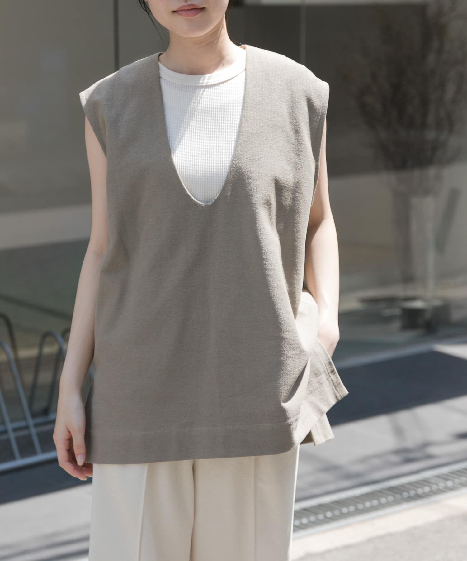 URBAN RESEARCH DOORS「FORK&SPOON　ミニワッフルノースリーブTシャツ」|Tシャツ・カットソー|