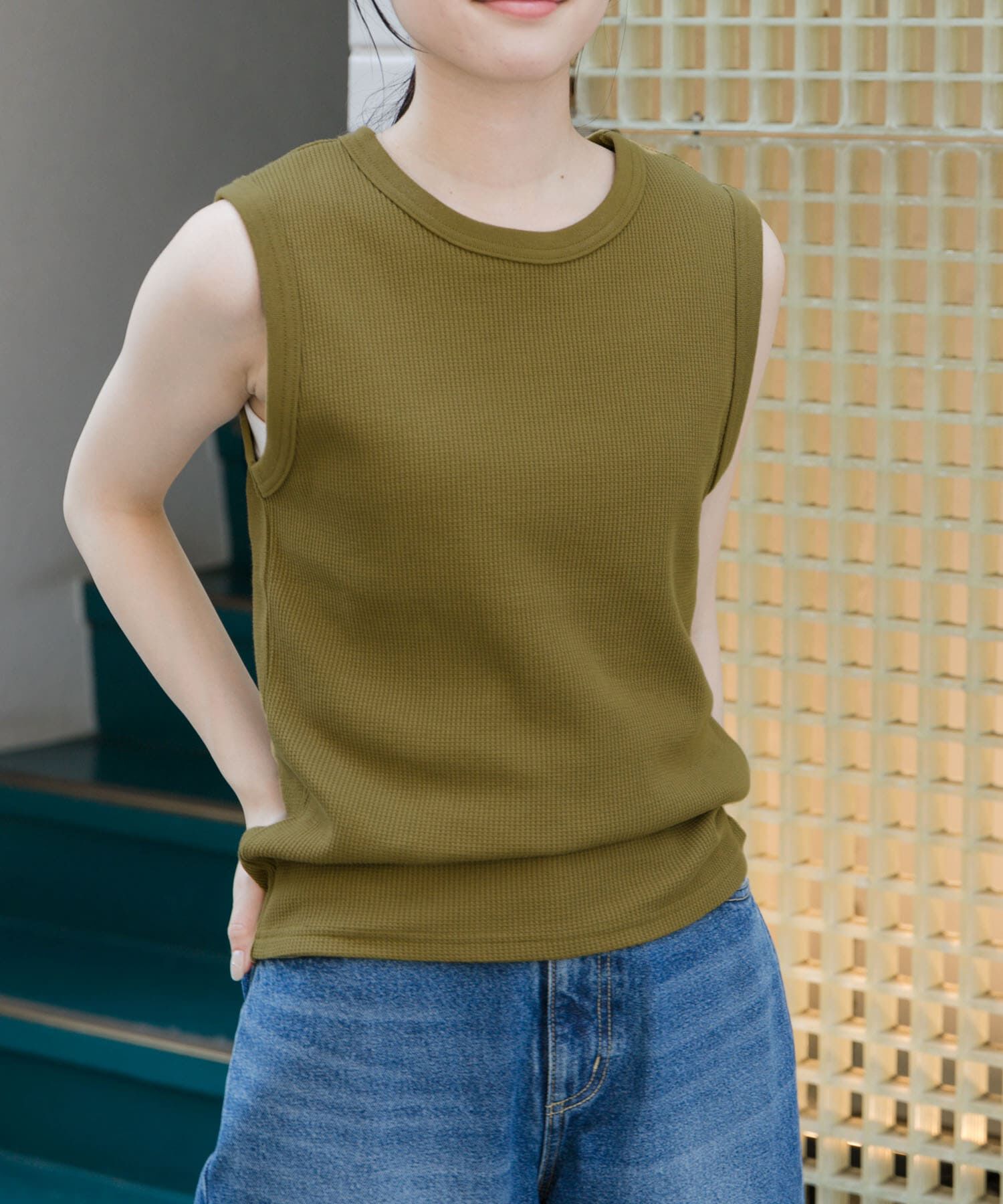 URBAN RESEARCH DOORS「FORK&SPOON　ミニワッフルノースリーブTシャツ」|Tシャツ・カットソー|