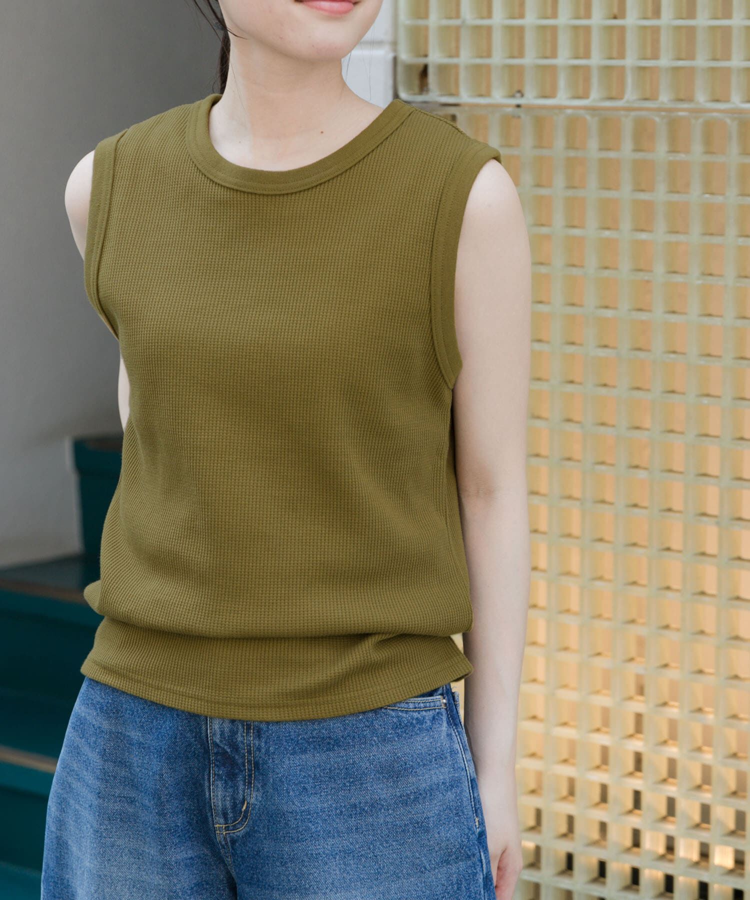 URBAN RESEARCH DOORS「FORK&SPOON　ミニワッフルノースリーブTシャツ」|Tシャツ・カットソー|