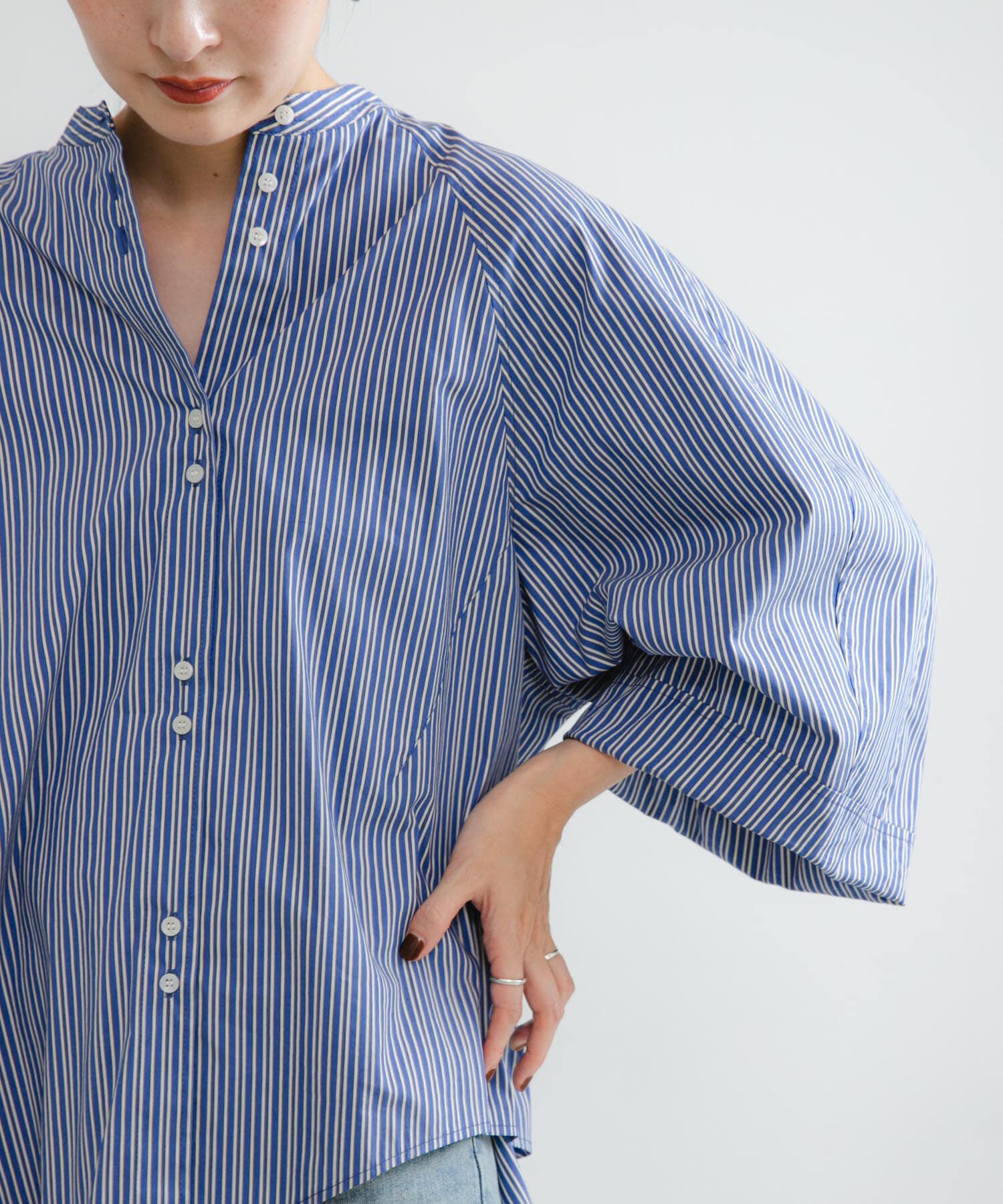 URBAN RESEARCH「イレギュラーヘムスタンドカラー7分袖ブラウス」|シャツ・ブラウス|